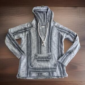 Ocean Drive Clothing Co Sz S Baja Hoodie Gray Striped Boho Beach Surf Pullover
